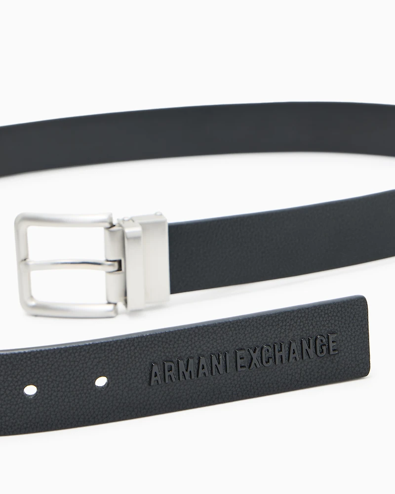 Leather belt with logo