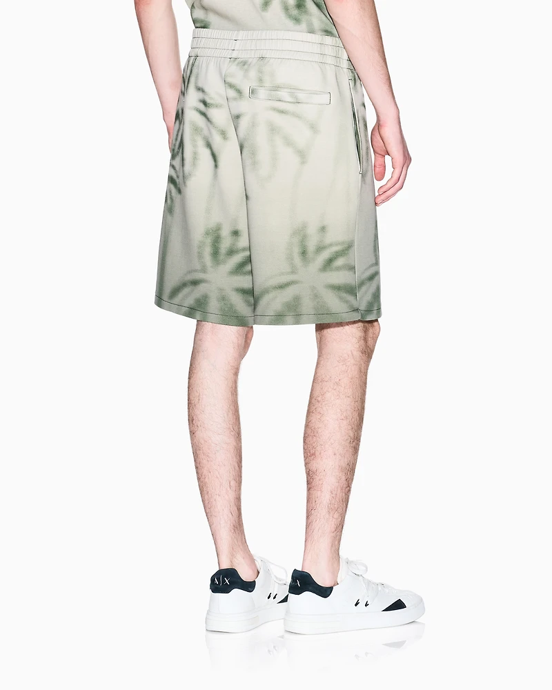 Palm Print Cotton Blend Shorts