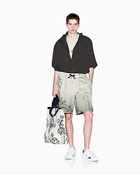 Palm Print Cotton Blend Shorts