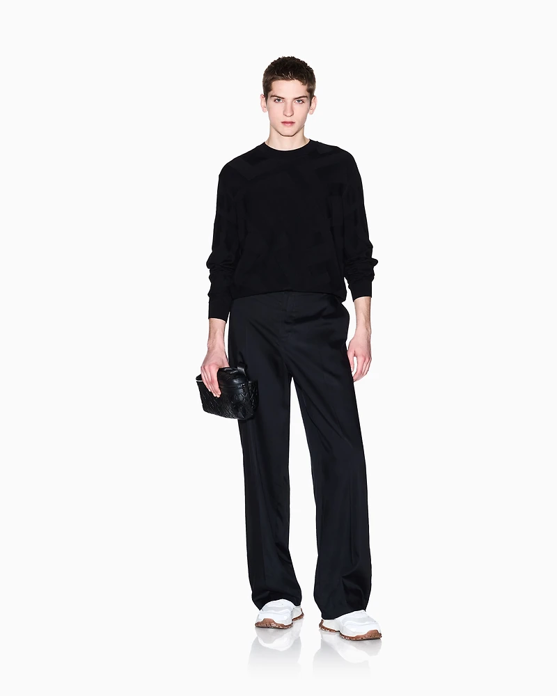 Viscose blend sweater with jacquard lettering