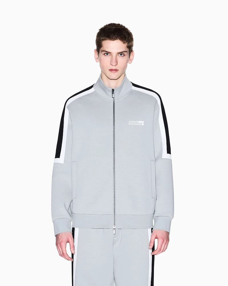 Full zip sweatshirt with contrasting stripes