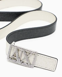 Reversible belt with rhinestones
