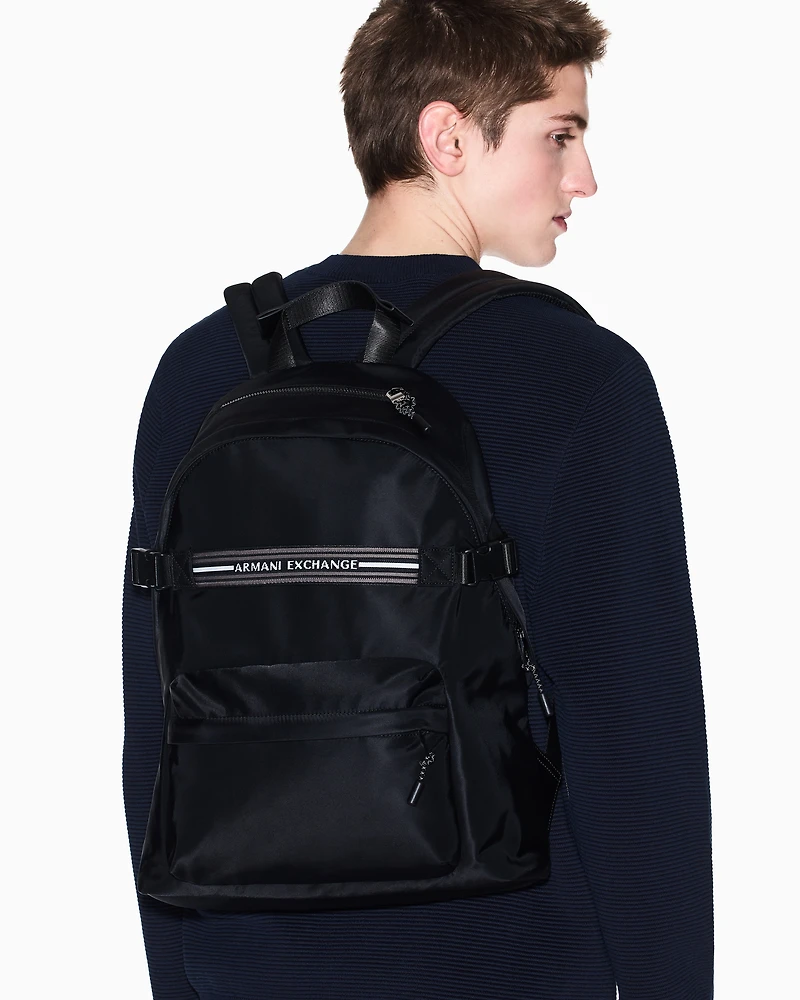 Backpack with logo stripe