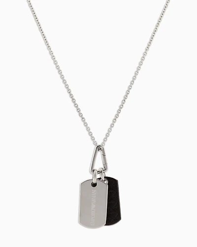 Emporio Armani -  Stainless Steel Dog Tag Necklace, Man, Multicoloured, Size: TU