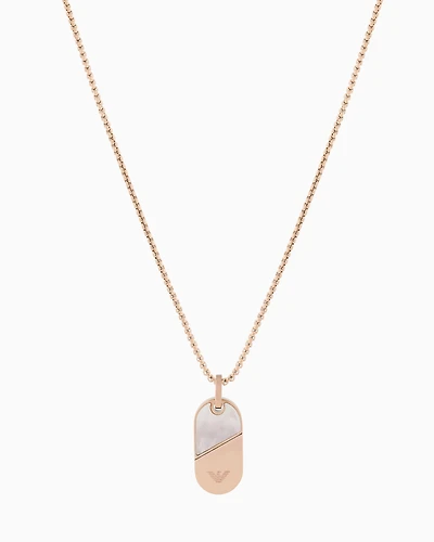 Emporio Armani -  Rose Gold-Plated Stainless Steel Dog Tag Necklace, Woman, Multicoloured, Size: TU
