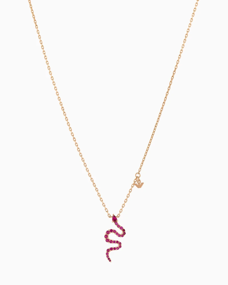 Emporio Armani -  14K Rose Gold-Plated Sterling Silver Pendant Necklace, Woman, Multicoloured, Size: TU