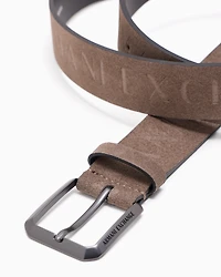 Leather belt with logo