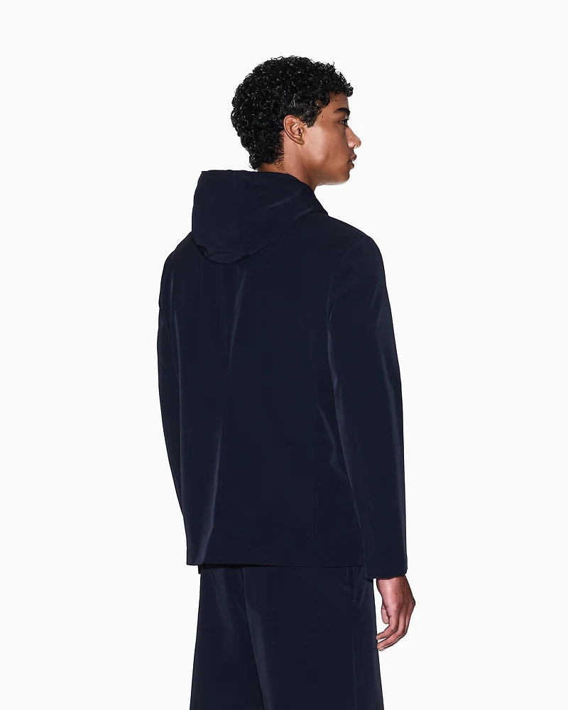 Stretch nylon hooded jacket