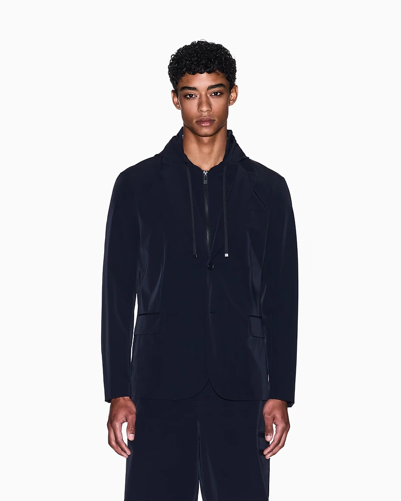 Stretch nylon hooded jacket