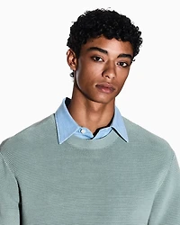 Striped Texture Crew Neck Sweater