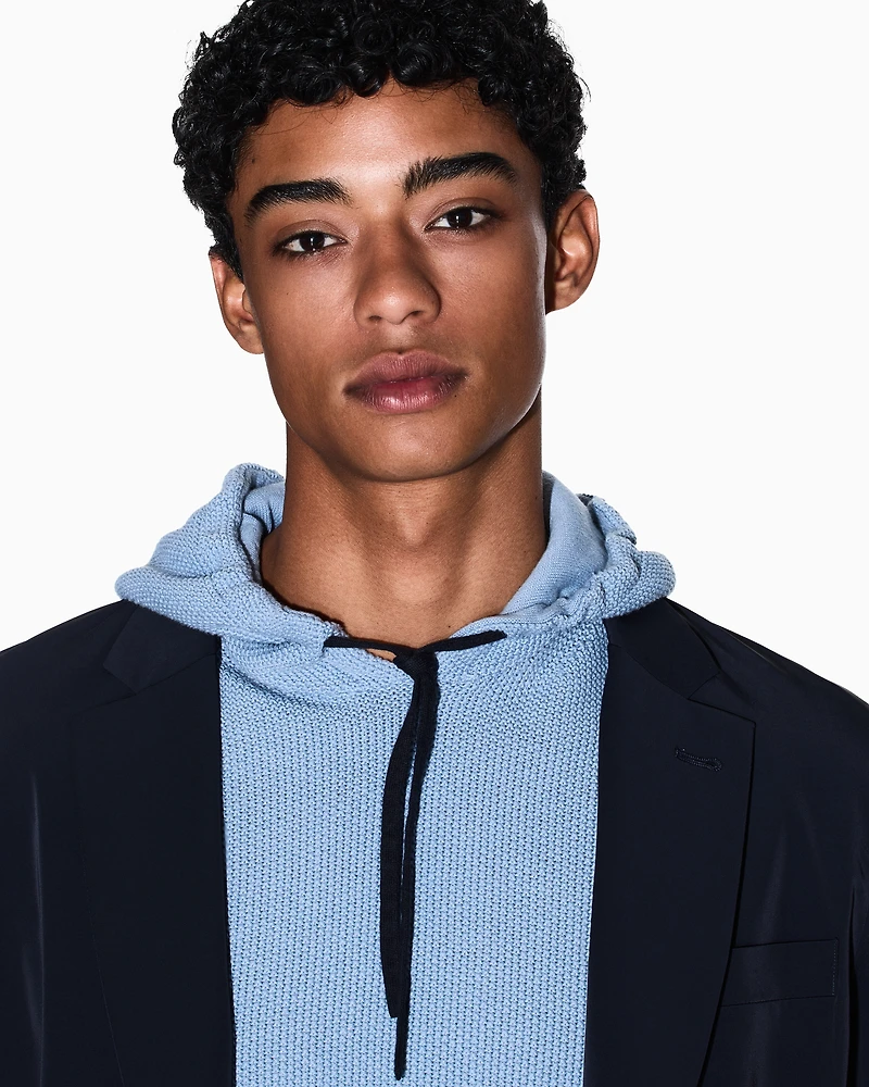 Rice stitch hooded sweater