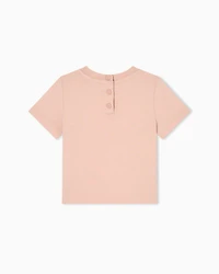 Emporio Armani - Jersey T-shirt with embroidered EA patch, Girl, Pink, Size: