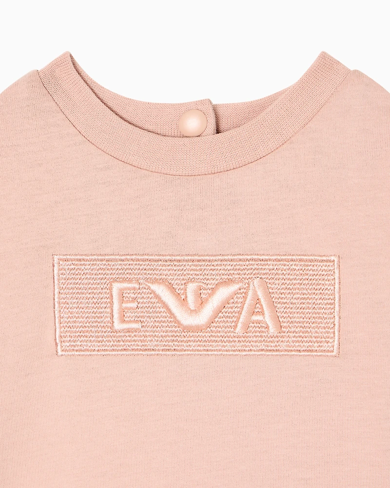 Emporio Armani - Jersey T-shirt with embroidered EA patch, Girl, Pink, Size: