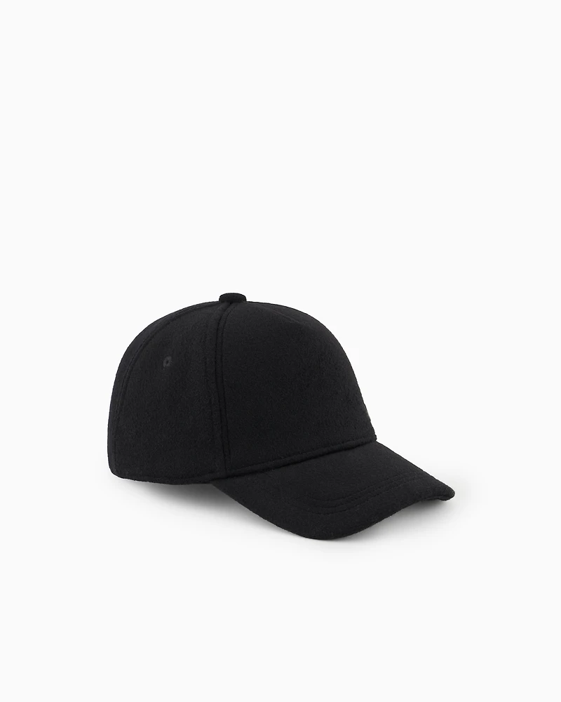 Emporio Armani - Wool cloth baseball cap with logo embroidery, Boy, Navy Blue, Size: