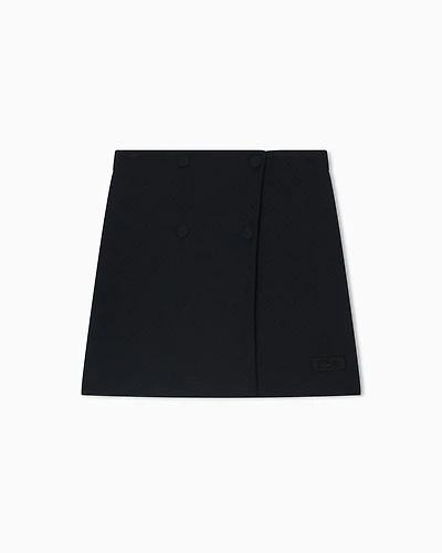 Emporio Armani - Quilted jersey wrap skirt, Girl, Navy Blue, Size: