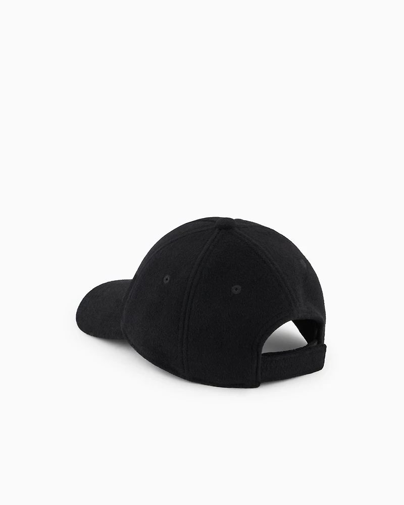 Emporio Armani - Wool cloth baseball cap with logo embroidery, Boy, Navy Blue, Size: