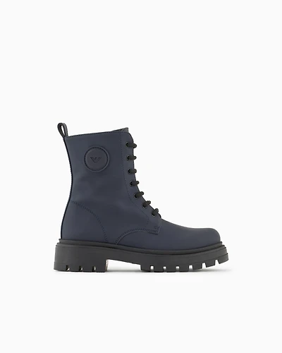 Emporio Armani - Rubber lace-up ankle boots, Boy, Navy Blue, Size: