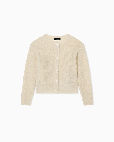 Emporio Armani - Alpaca wool-blend cardigan, Girl, White, Size: