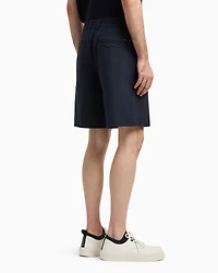 Emporio Armani - Seersucker nylon chino-style Bermuda shorts, Man, Navy Blue, Size: