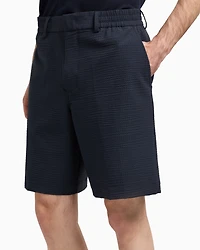 Emporio Armani - Seersucker nylon chino-style Bermuda shorts, Man, Navy Blue, Size: