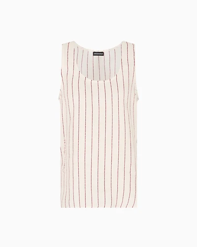 Emporio Armani - Resort capsule collection pinstriped-print linen tank top, Woman, White, Size: