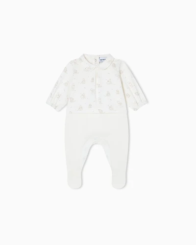 Emporio Armani - Funny winter print jersey onesie, Unisex Junior, Beige, Size: