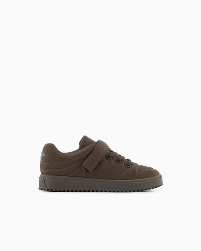 Emporio Armani - Fabric sneakers with laces and Velcro, Man, Green, Size: