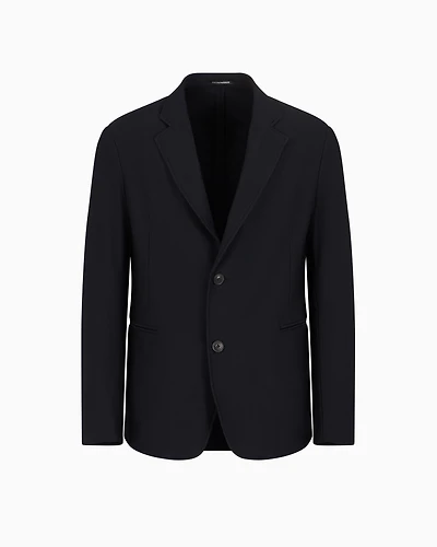 Emporio Armani - Single-breasted jacket technical jersey with a 3D micro-textured effect, Man, Navy Blue, Size: