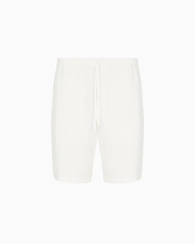 Emporio Armani - Icon 3D piqué-effect crêpe jersey Bermuda shorts, Man, White, Size: