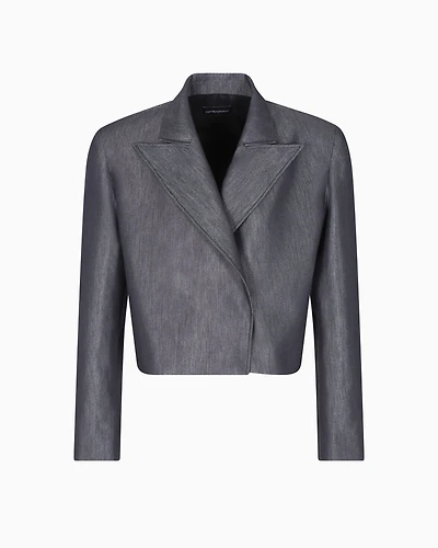 Emporio Armani - Polygon capsule collection yarn-dyed gabardine bolero, Woman, Black, Size: