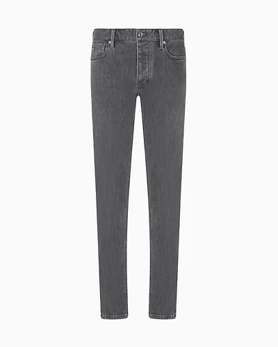 Emporio Armani - J75 slim-fit, stone-washed stretch-denim jeans, Man, Grey, Size: