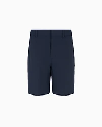 Emporio Armani - Seersucker nylon chino-style Bermuda shorts, Man, Navy Blue, Size: