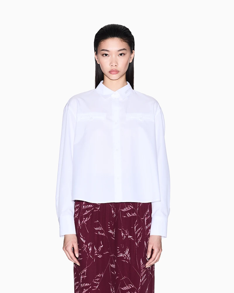 Cotton Blend Cropped Shirt
