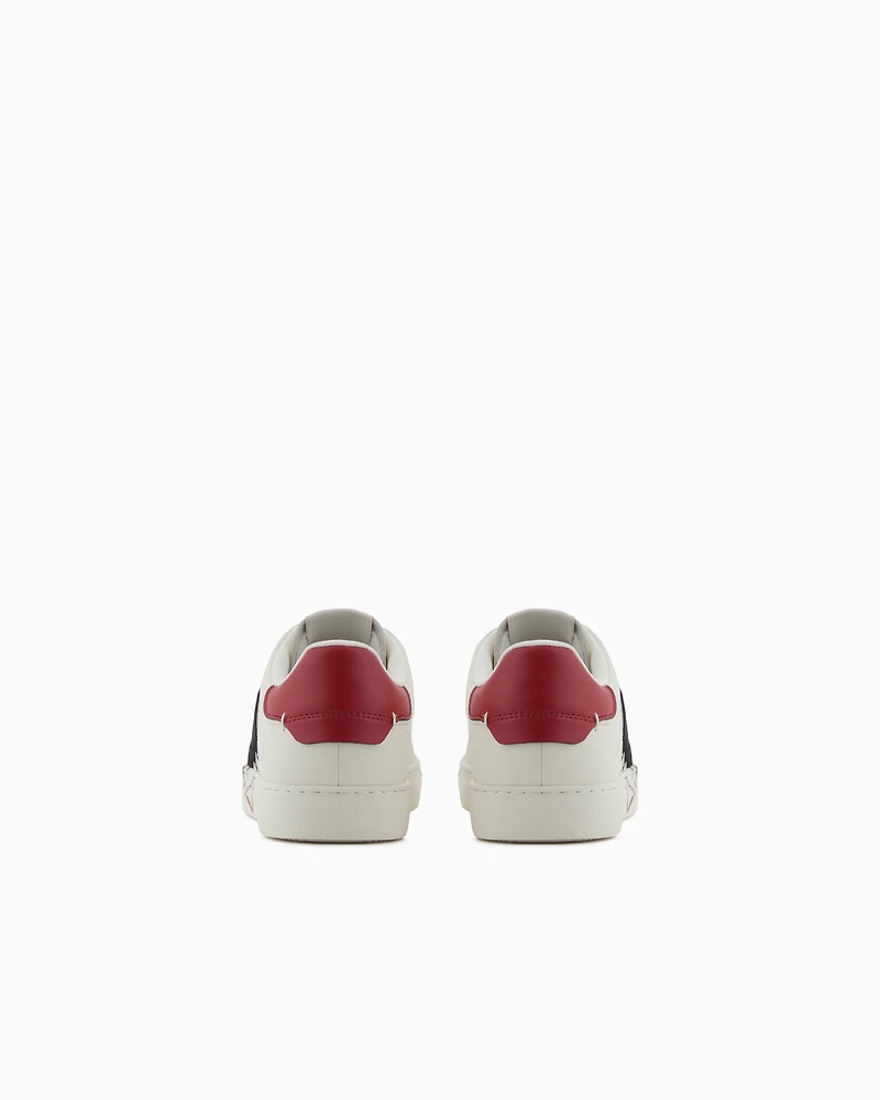 Emporio Armani - Valentine’s Day capsule collection leather sneakers, Woman, White, Size: