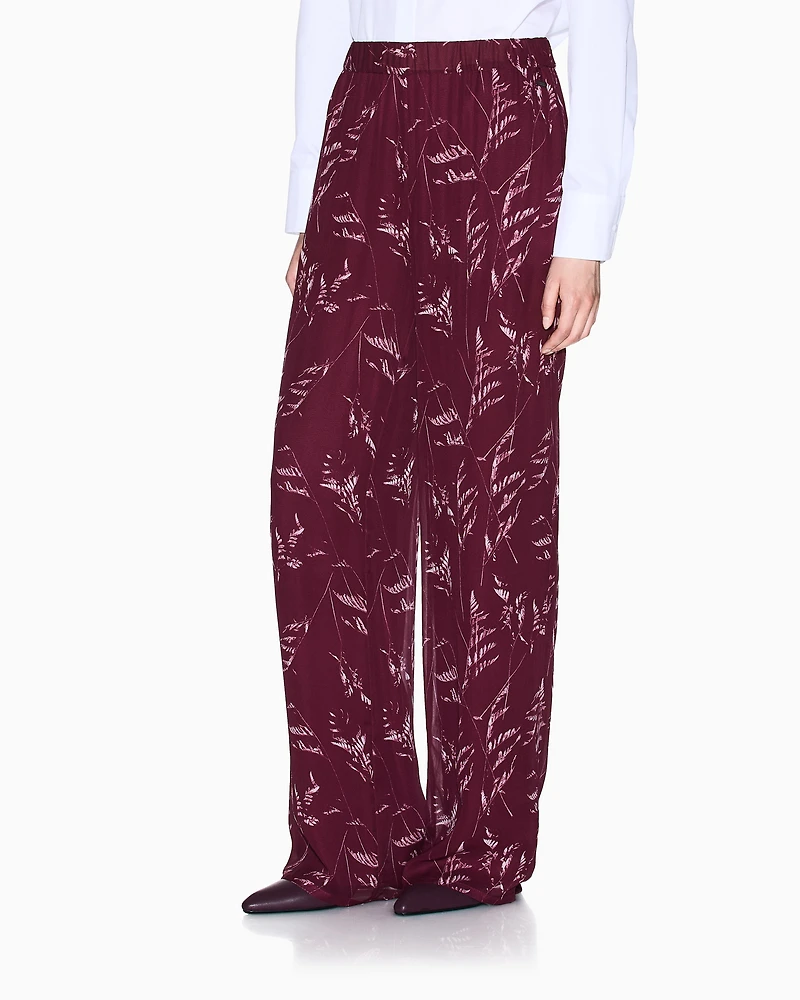 Pleated trousers chiffon foliage