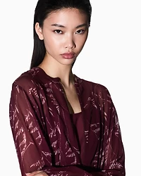 Foliage Print Chiffon Midi Dress