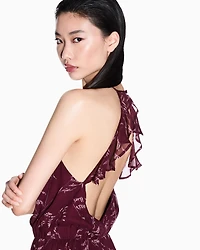 Chiffon jumpsuit with foliage print