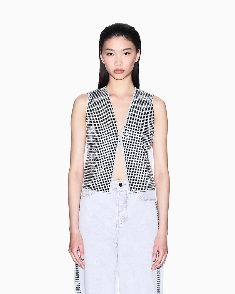 Studded denim vest