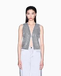 Studded denim vest