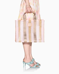 Transparent striped fabric shopper bag