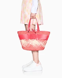 Straw shopper bag with logo band