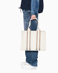 Shopper bag with contrasting bands