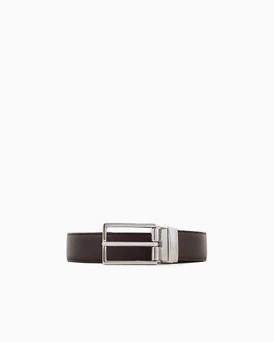 Emporio Armani - Reversible leather belt, Man, Brown, Size: TU