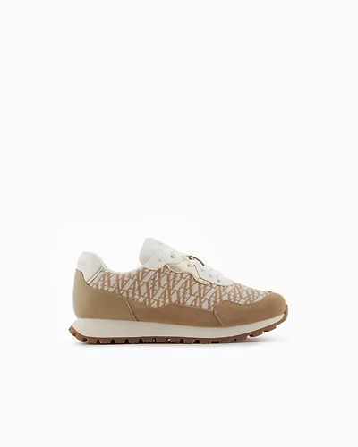 Sneakers with allover logo inserts