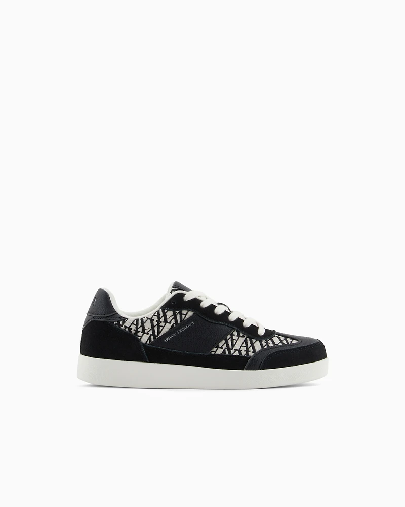 Sneakers with allover logo inserts