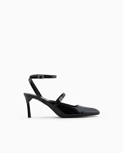 Patent leather slingback pumps