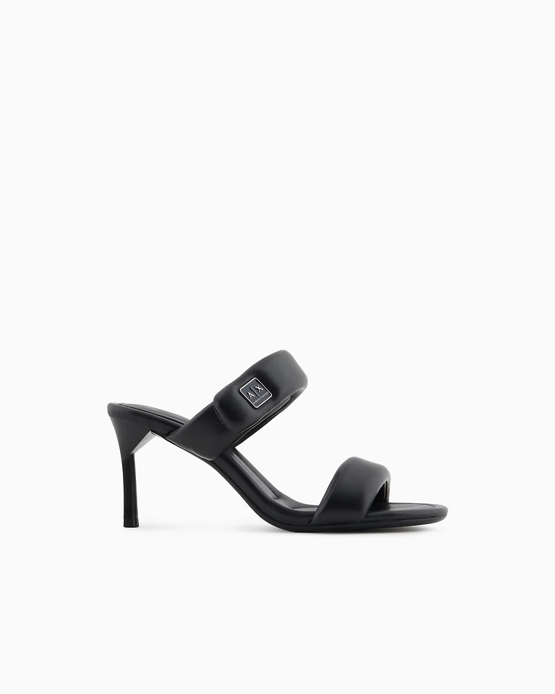Heeled sandals with two straps