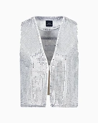 Studded denim vest