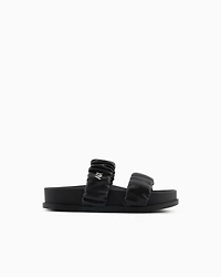 Sandals with two bands gathered fabric