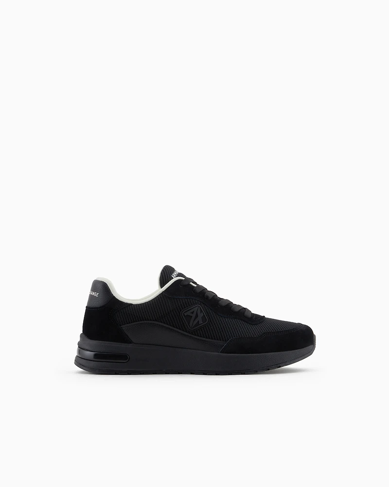 Mesh sneakers with rubber logo